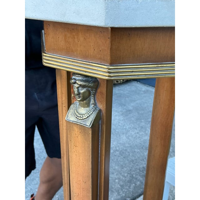 Wood Vintage Ormolu Stone Top Pedestals - A Pair For Sale - Image 7 of 12