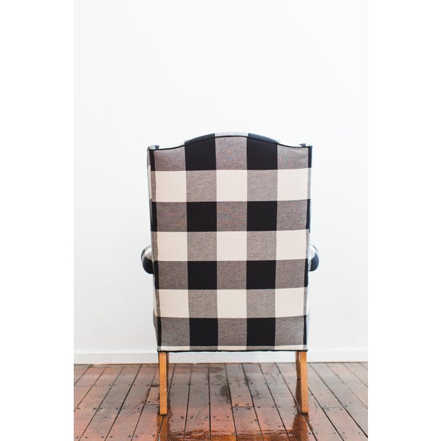 Black & White Buffalo Check Wingback Chair Chairish