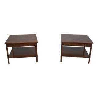 Pair John Stuart Mid Century Modern Walnut End Tables For Sale