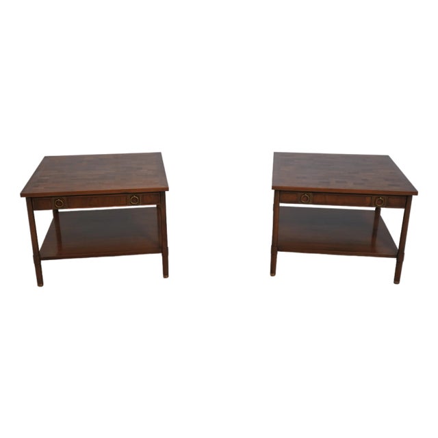 Pair John Stuart Mid Century Modern Walnut End Tables For Sale