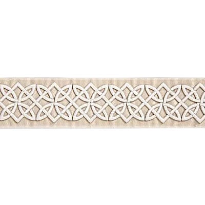 Sample, Scalamandre Celtic Embroidered Tape, Linen Fabric For Sale
