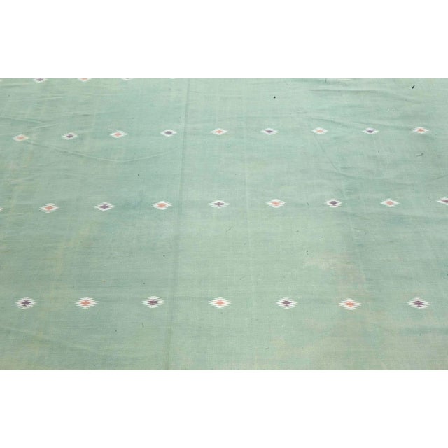 Mid 20th Century Doris Leslie Blau Vintage Indian Dhurrie Green Rug For Sale - Image 5 of 8