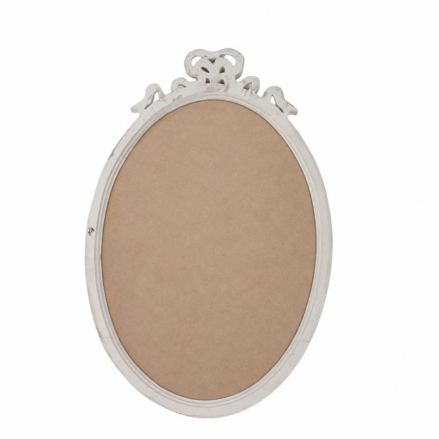 Vintage French Rococo Style Ivory Oval Wall Mirror For Sale - Image 10 of 11