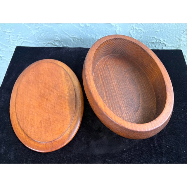 Wood Vintage Hand-Painted Owl Oval Wooden Trinket Box For Sale - Image 7 of 8