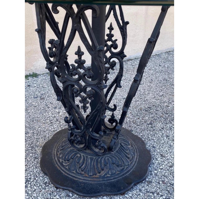 Vintage Hollywood Regency Curule Chair Wrought Iron Round Dining Set - 5 Pc Set For Sale In Philadelphia - Image 6 of 12