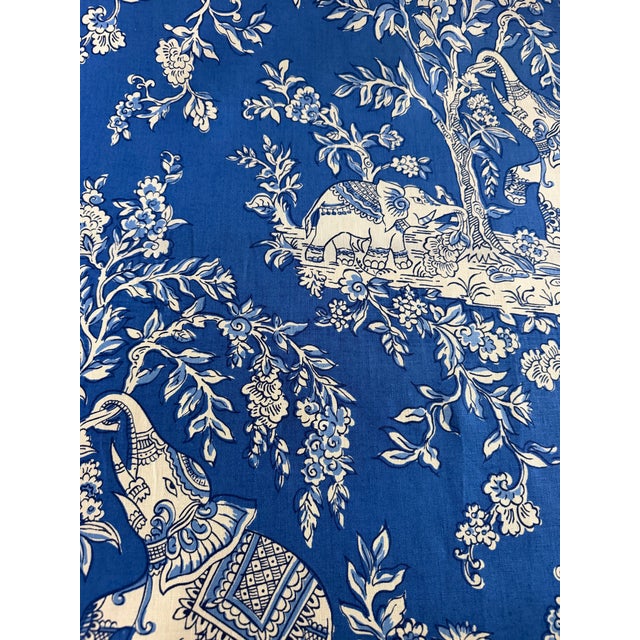 Clarence House / Hill House ILE DES ELEPHANT COBALT BLUE LINEN Fabric 13 Yards Pattern Repeat: 27" V x 30.5" H.Width:...
