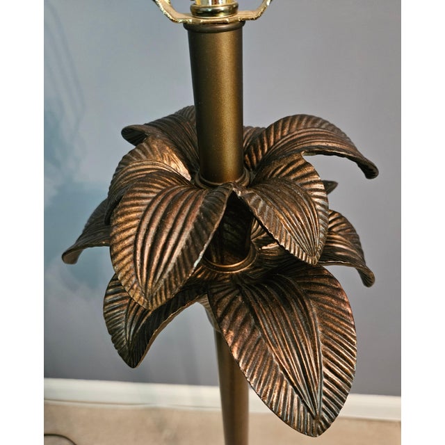Ethan Allen Bora Chic Brass Finish Palm Floor Lamp For Sale - Image 4 of 6