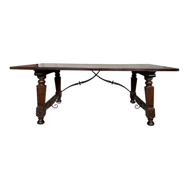 Mid 19th Century Spanish Walnut Fratino Dining Table For Sale