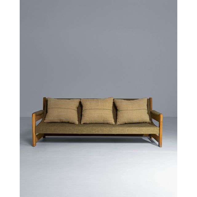 1960s Danish Mid-Century Oak Frame Sling Sofa With Upholstered Cushions For Sale - Image 16 of 18