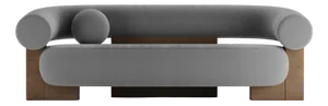 Cassete Sofa in Boucle Light Grey and Smoked Oak by Alter Ego for Collector