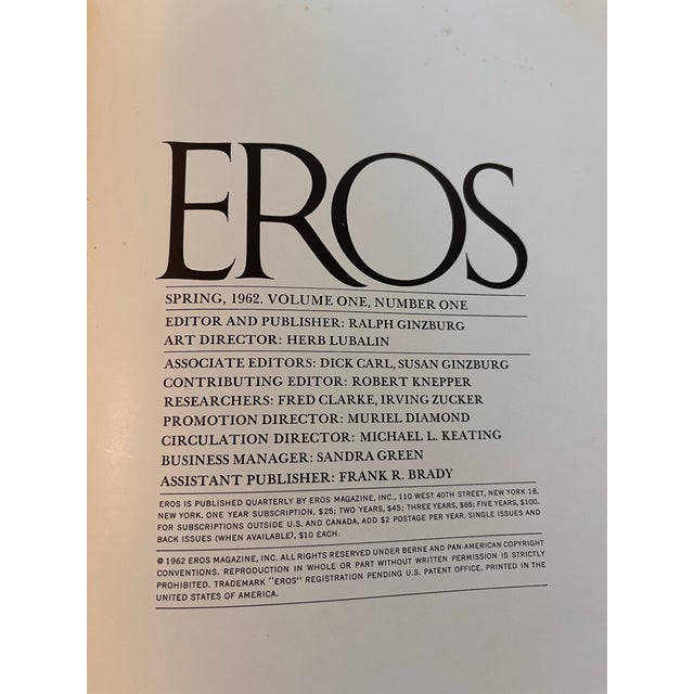 White Complete 1962 Eros Magazine Hardcover Set – Volume One, Numbers 1–4 by Ralph Ginzburg For Sale - Image 8 of 10