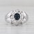 0.82ctw Blue Sapphire Diamond Halo Ring 18k White Gold Size 3.5 Engagement For Sale - Image 4 of 7