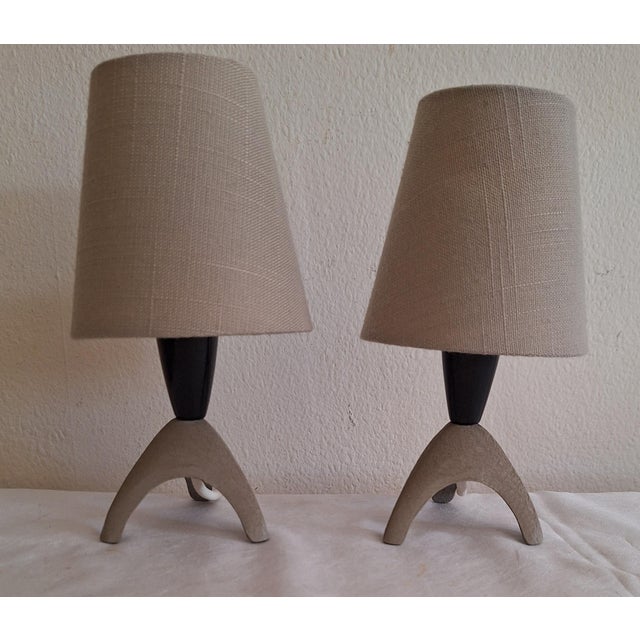 Vintage Bedside Lamps with Grey Metal Base and Grey Fabric Shade, 1970s, Set of 2, in Very Good conditions. Designed 1970...