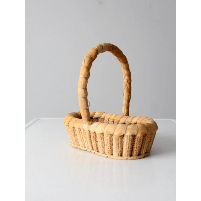 Wood Vintage Corn Cob Basket For Sale - Image 7 of 10