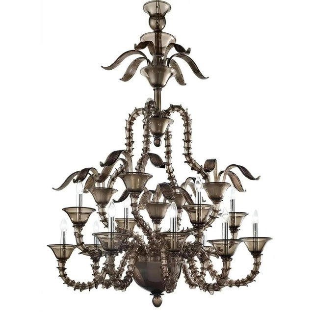 Glass Handcrafted Modern Fumé Murano Glass Chandelier by Simoeng for Simoeng For Sale - Image 7 of 7