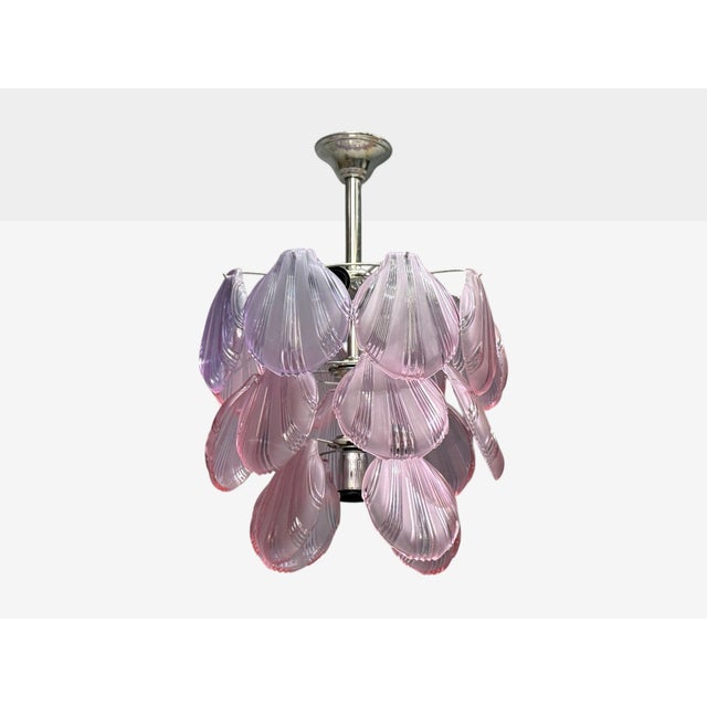 Mid-Century Modern Mid-Century Modern, Purple Shell Motif Murano Glass, Pendant Light, 1960s For Sale - Image 3 of 8