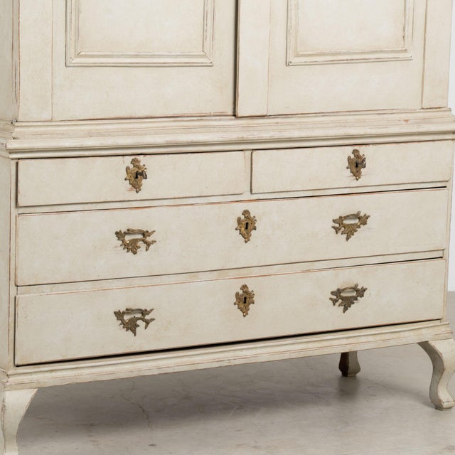 Wood Late 18th Century Swedish Gray Painted Pine Wedding Cabinet For Sale - Image 7 of 10
