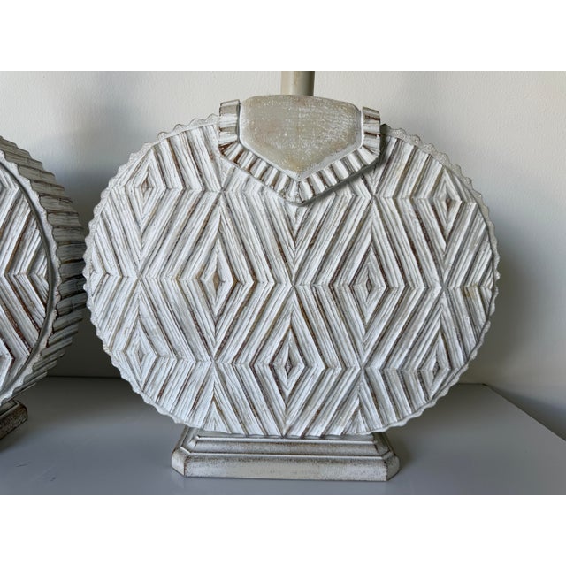 1980’s Vintage Postmodern Geometric Plaster Table Lamps – A Pair For Sale - Image 9 of 13