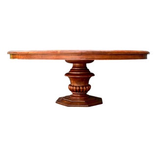 Vintage Custom Monumental Carved Pedestal Dining Table For Sale