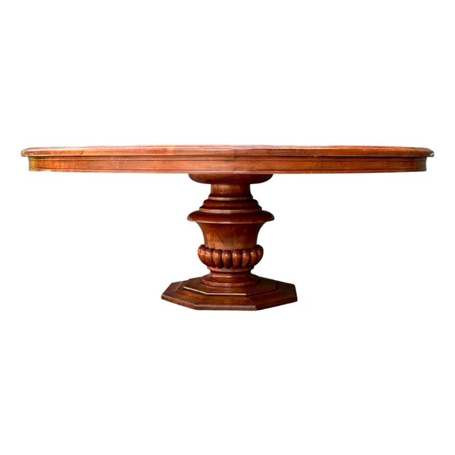 Vintage Custom Monumental Carved Pedestal Dining Table For Sale