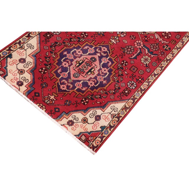 Shabby Chic Persian Red/Gold Wool Runner Rug- 2'11'' X 7'7'' | Chairish