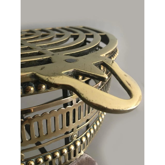 Metal Antique Brass and Iron Half-Round Trivet For Sale - Image 7 of 9