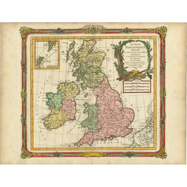 Mid 18th Century Antique Map of Great Britain and Ireland by Brion De La Tour, 1766 For Sale - Image 5 of 5