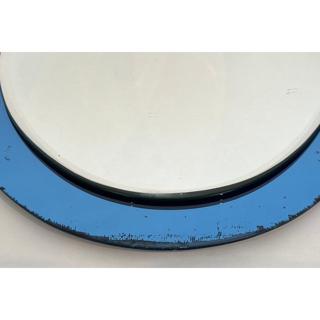 Oval shaped mirror with a bluish outline by Crystal Art Torino. Circa 1960 For Sale - Image 11 of 12