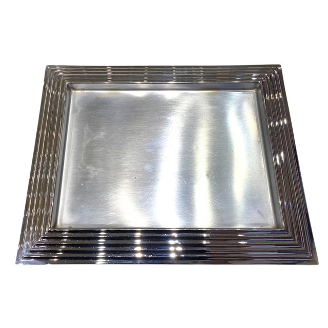1930s Norman Bel Geddes Chrome Art Deco "Manhattan" Cocktail Tray by Revere With Rare Wire Insert For Sale - Image 5 of 12