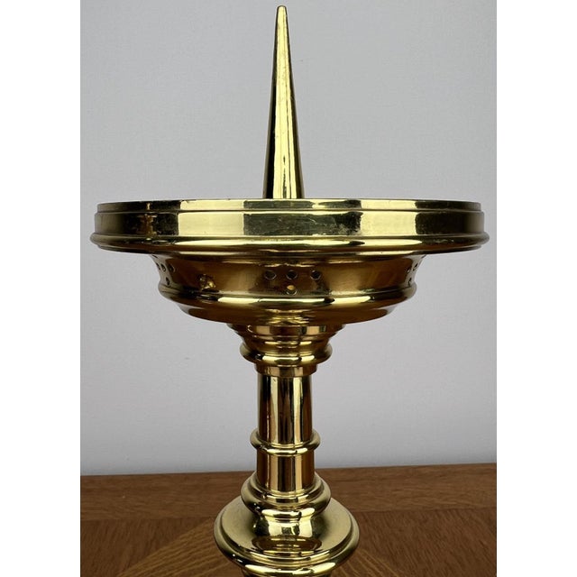 Vintage French Style Brass Gold Candleholders, Set of 2 For Sale - Image 9 of 18
