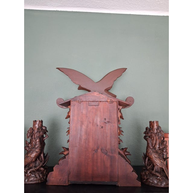 Important Masterpiece Black Forest Table-Fireplace Clock, Cuckoo Clock Made by Aleksander Fleig, Set of 3 For Sale - Image 9 of 10