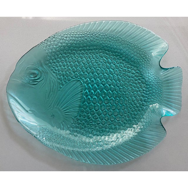 Vintage Large French Arcoroc Blue Fish Platter Chairish