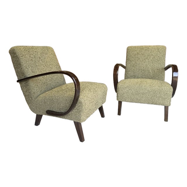 Art Deco Lounge Chairs by Jindrich Halabala, Set of 2 For Sale