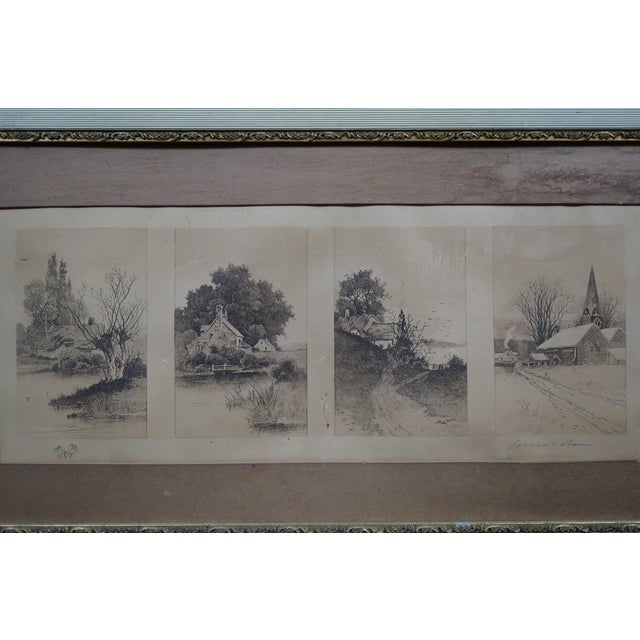 Antique Ernest C Rost Signed Four Seasons Panoramic Landscape Print 32" For Sale - Image 6 of 13