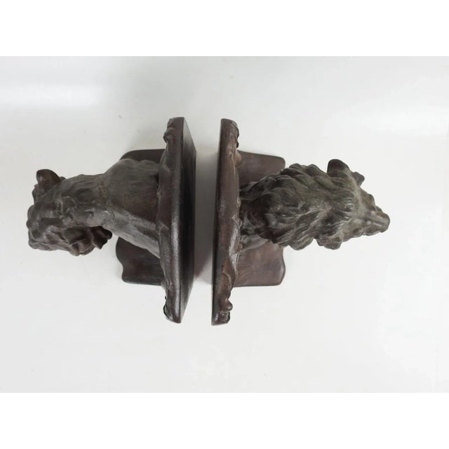 Coffee Early 20th Century Bradley Hubbard Lion Tiger Cast Iron Bookends For Sale - Image 8 of 12