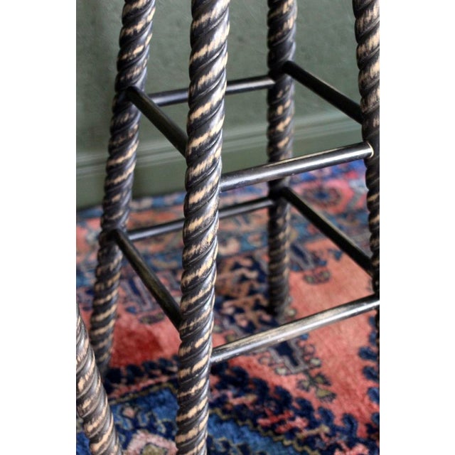 Barley Twist Black Painted Wooden Stools From the 1990s For Sale - Image 9 of 11