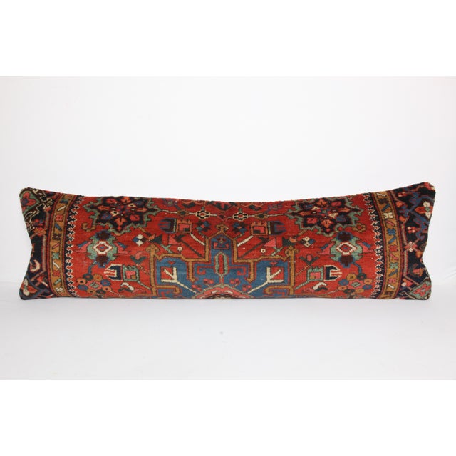Persian Tribal Rug Pillow Cover – Handmade Ethnic Wool on Cotton Cushion Cover -14'' X 47'' For Sale - Image 4 of 10