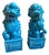 Set of 2, 1970s Blue Foo Dog Guardian Lion Ceramics Set For Sale