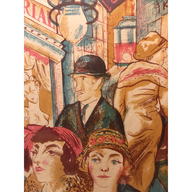 Expressionism Vojtech TittelbachCzech Street Scene, Kino, Couples Shopping Weimar Era 1929 Lithograph, 1929 For Sale - Image 3 of 6