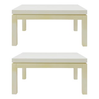 Cream White Lacquered Side Tables, Set of 2 For Sale