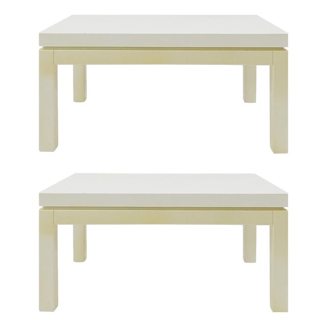 Cream White Lacquered Side Tables, Set of 2 For Sale