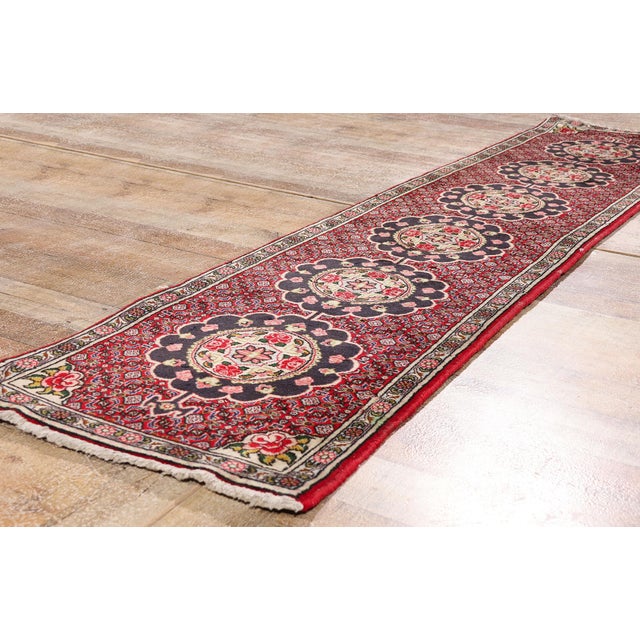 Red Antique Persian Bijar Rug, 01'10 X 08'06 For Sale - Image 8 of 10