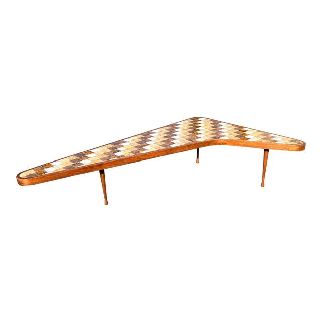 Mid Century Modern Boomerang Kidney Form Tile Top Coffee Table by Hohenberg For Sale