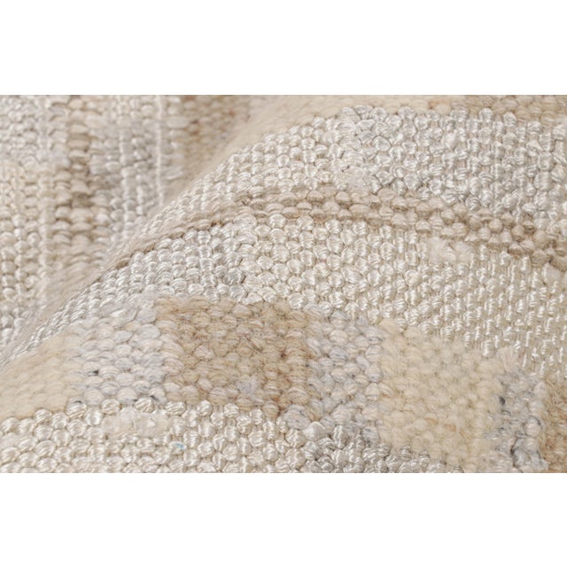 Textile Rug & Kilim’s Scandinavian Rug With White and Beige-Brown Geometric Patterns For Sale - Image 7 of 8