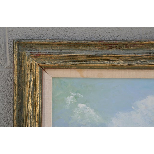 Wood Mid 20th Century California Town Scene Oil Painting by Ruby Dobesh, Framed For Sale - Image 7 of 12