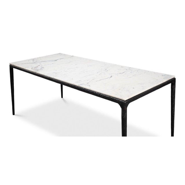 Not Yet Made - Made To Order Modern Iron and Marble Dining Table For Sale - Image 5 of 12