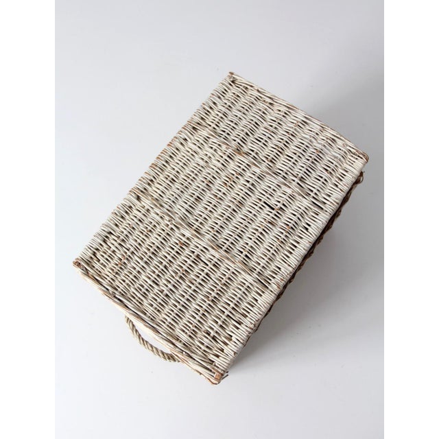 Vintage White Wicker Storage Basket For Sale - Image 18 of 18