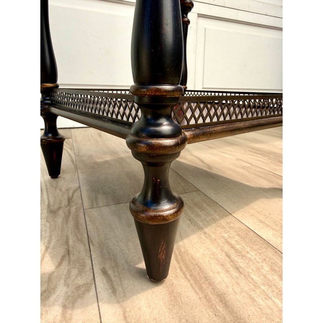 Vintage French Neoclassical Two-Tier Side Table With Bronze Finish Galleries For Sale - Image 9 of 15