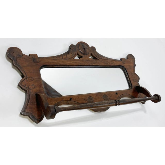 Antique Victorian Wall Mount Shaving Mirror With Towel Rack Chairish