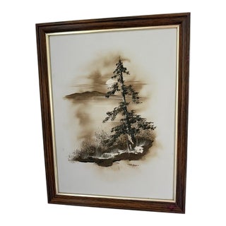Vintage Signed M. Dykes Original Landscape Painting on Canvas, Framed For Sale